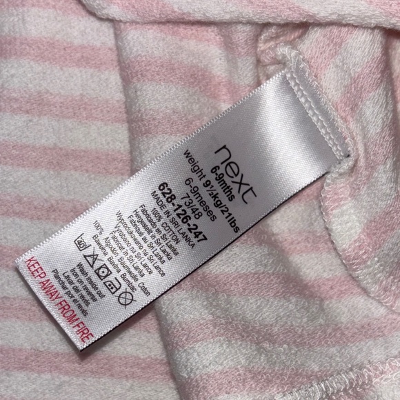 (3 for $10) next baby Pink and White Striped Dress - Picture 7 of 8